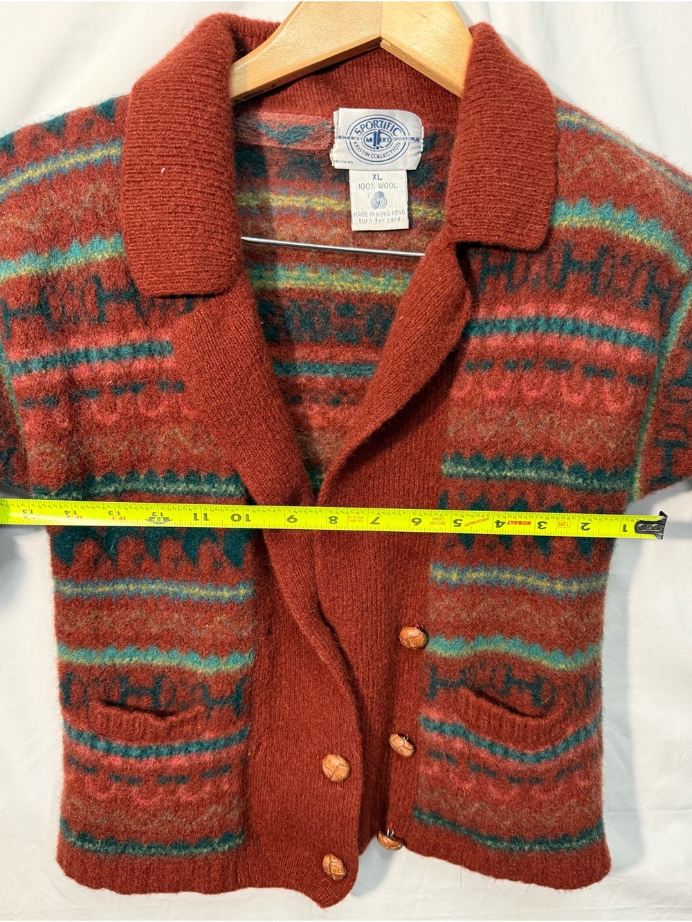 Rust Multi Wool Blend Button-Front Blazer Jacket - Picture 9 of 10